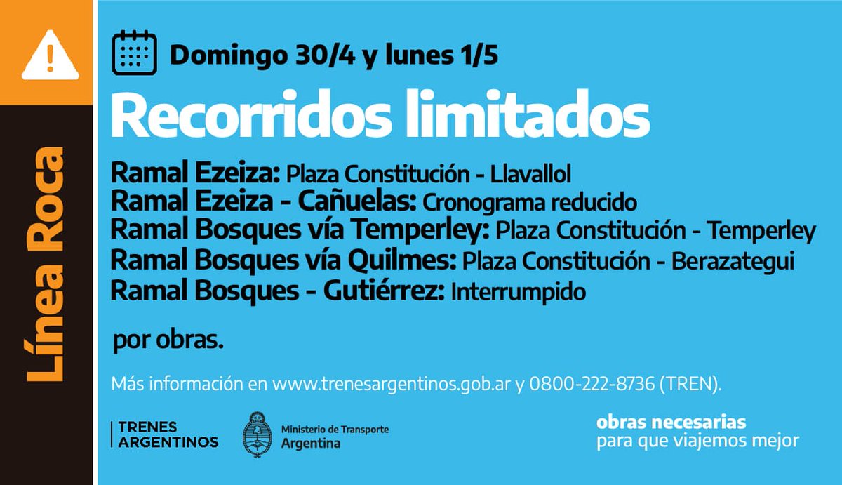 rominawinner's tweet photo. 🚧 Atención usuarios del #TreRoca 👇 https://t.co/6kTYAZaQvA