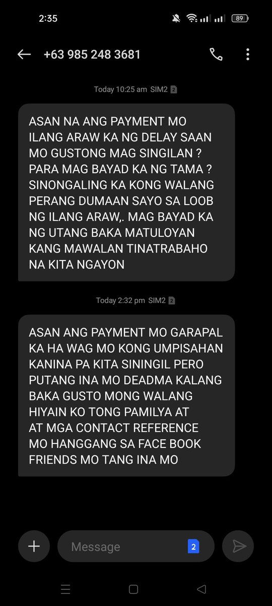 Maann5178356822's tweet photo. Pakinggan nyo po ang aming mga hinaing .
Eto ang mga  txt ng mga abusadong online lending apps.
#FightOnlineLoanSharks
#UOVM @senatePH @IdolRaffyTulfo @WinGatchalian74 @SenGracePOE 
@Cynthia_Villar https://t.co/h9IcAcsI7L
