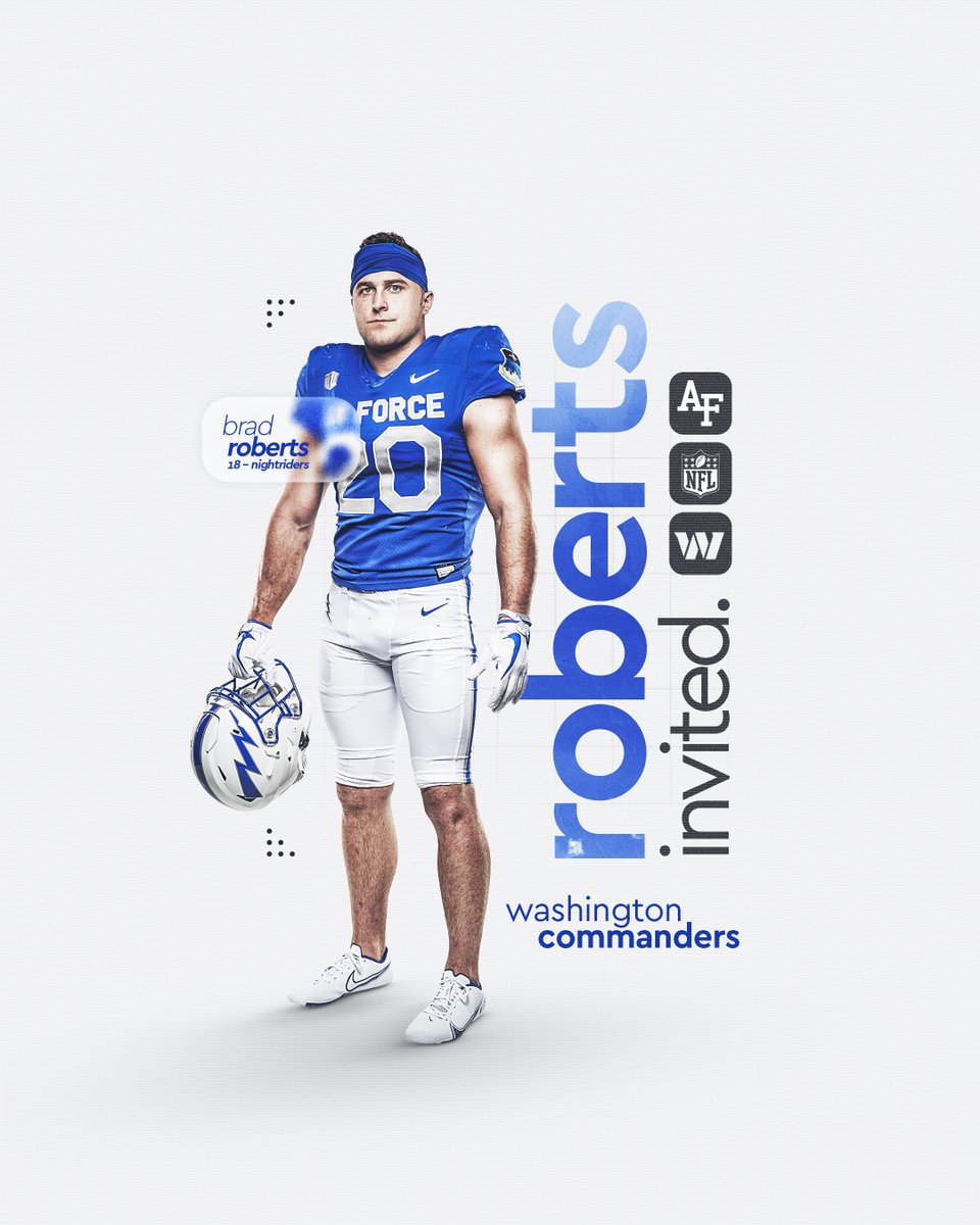 AF_Football's tweet photo. 𝐈𝐧𝐯𝐢𝐭𝐞𝐝.

Congrats to @Brad27_27 on being invited to the @Commanders mini camp!

#FlyFightWin https://t.co/RJczAQHjsl