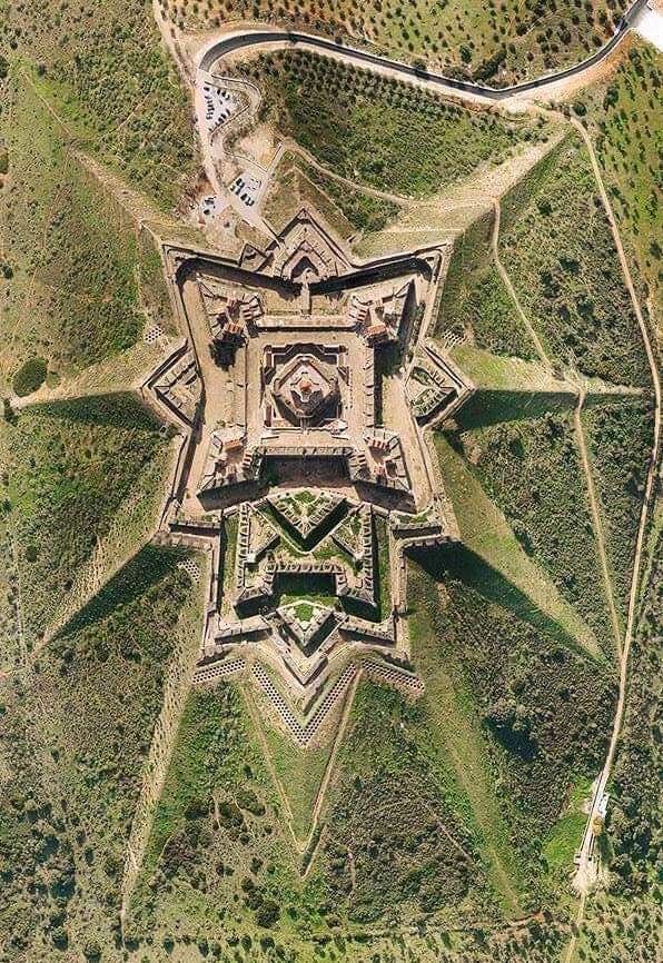 Nossa Senhora da Graça Fort, an 18th century star fort in village of Alcáçova, Portugal.