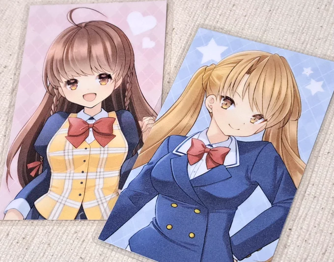 #A40_5 用、こちらはシスプリ(可憐/咲耶)ラミカセット 懐かしのラミカ!ハガキサイズの台紙付きなのでそのまま額に入れて飾れます。今風アレンジ!(なのか?) グラデ便箋・新刊とのセット頒布のみです。