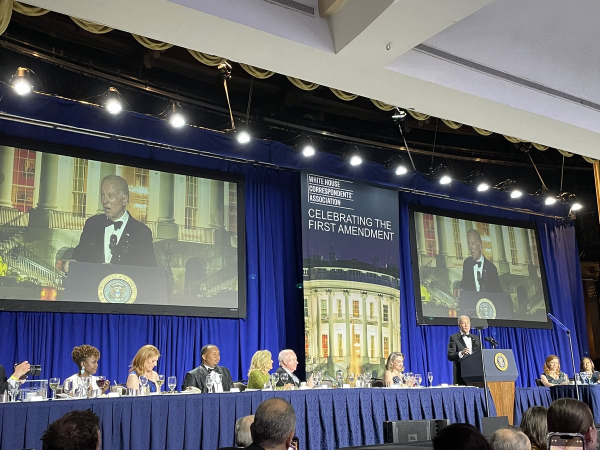 jimsciutto's tweet photo. “The free press is a pillar - maybe the pillar - of a free society, not the enemy.” - President Biden just now to the White House Correspondents Dinner. #WHCD https://t.co/B9wVvpjmro
