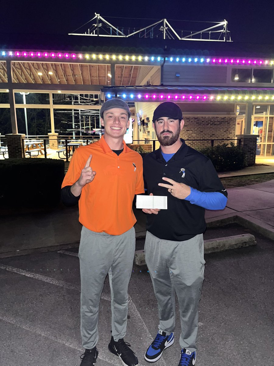 UKbaseball_MGRs's tweet photo. With a crazy tie after 18, Marc beat Jeff in a 2 hole putt off. Matthew finally beat Kendall… scorecard will be posted below. 

#puttputt #pawpawsputters #jackiehungry 
@UKBaseball @JPoole11 @ShewmakerMarc https://t.co/piflwSVnSL