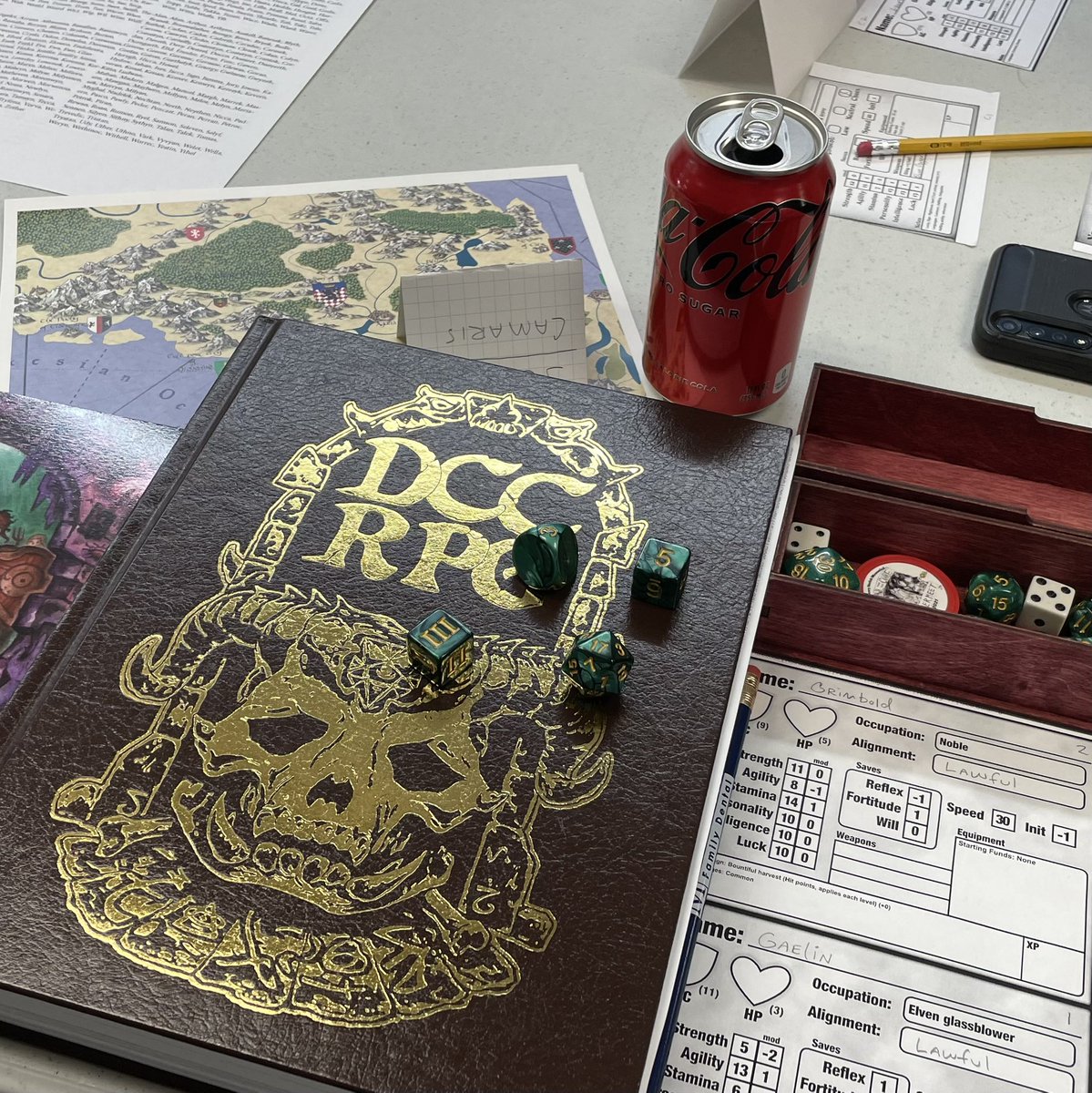 LichyardGames's tweet photo. Any day playing DCC is a good day! Had one character survive the funnel to boot! #dungeoncrawlclassics #GameDay #dicetherapy https://t.co/pCGK52Cr2Z