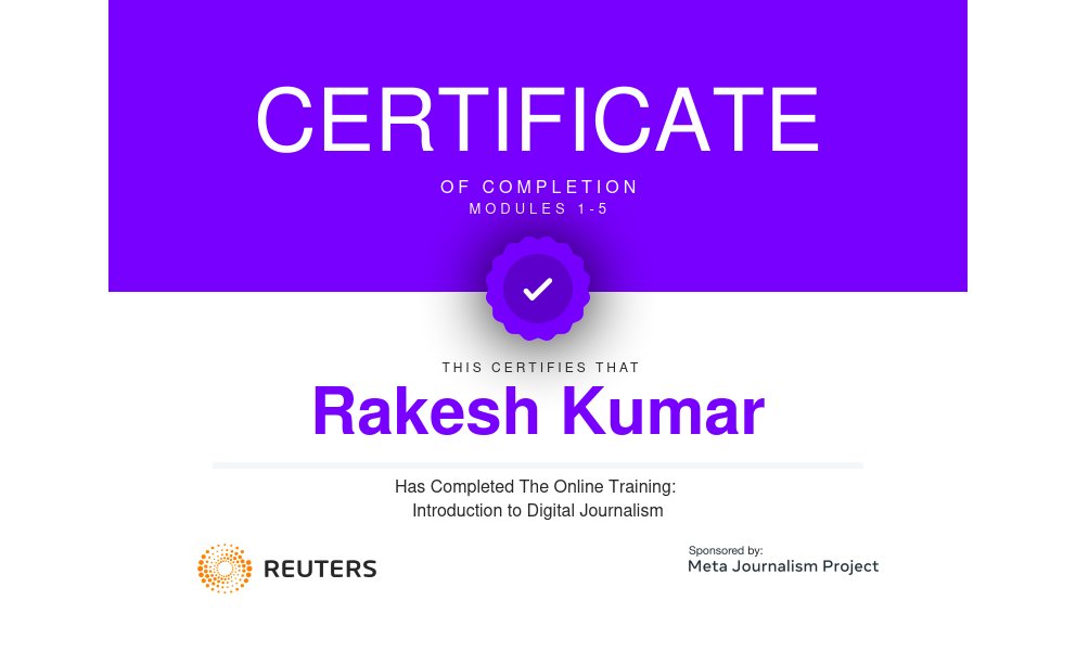 royrakeshk's tweet photo. #Achievement
रॉयटर्स हाउस से प्रमाणपत्र https://t.co/j3Bc4qBCO7