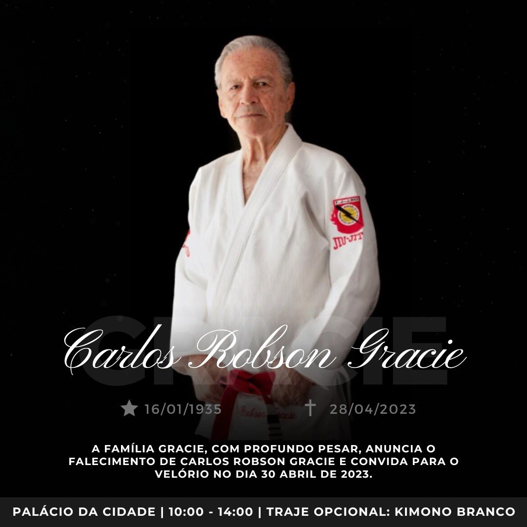 Nota de falecimento do meu avô Robson Gracie 🙏