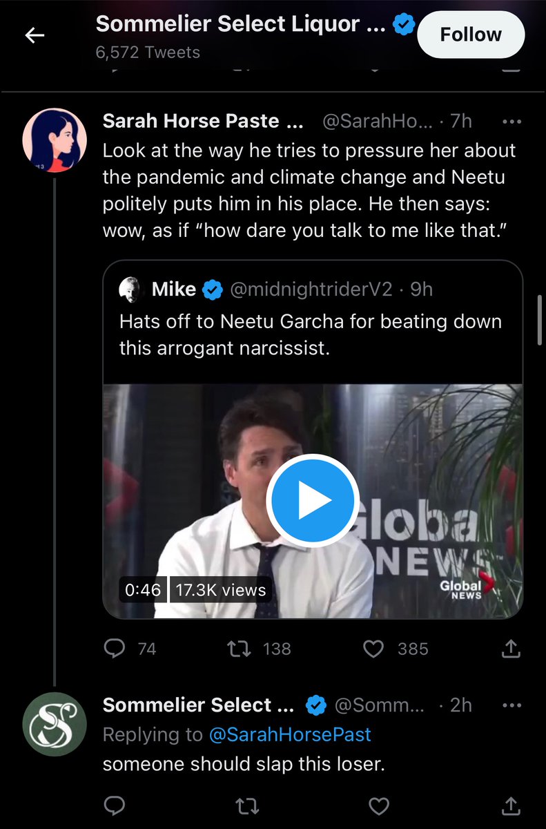 SloGossip's tweet photo. Hey Canadians,
When buying liquor in Edmonton be sure to check out the profile of Sommelier Select Liquor Store before you decide if you want to shop there or not.
Musk cultist, Covid denier, WEF/NWO/MSM conspiracist, anti-lgbtqi, trans hater. https://t.co/zlvRYy18iY