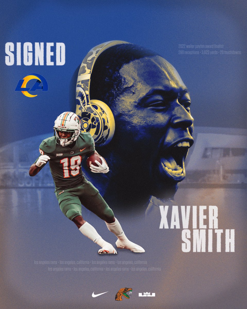 🚨 𝗦𝗜𝗚𝗡𝗘𝗗 🚨

Xavier Smith is headed to the <a href="/RamsNFL/">Los Angeles Rams</a>!!

#FAMU | #Rattlers | #LeaveNoDoubt | <a href="/Shinetime_863/">Xavier Smith</a>