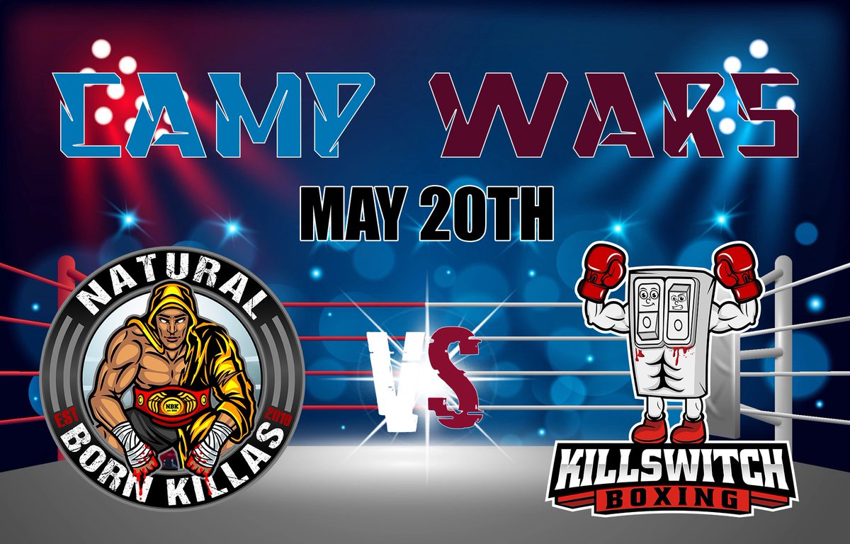 NBKPromotions's tweet photo. OUR FIRST CAMP WARS WILL TAKE PLACE MAY 20TH. TWO OF THE LEAGUES TOP FIGHT CAMPS WILL BATTLE IT OUT FOR THE NUMBER 1 BRAGGING RIGHTS! @PlayUndisputed @Twitch https://t.co/GSRCiB1MuW #boxingfans #eSports https://t.co/IfWW0whQVj