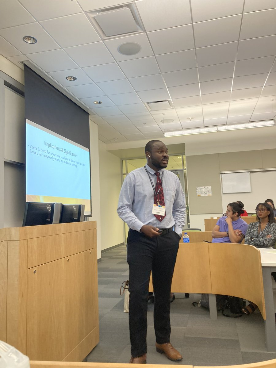 DrTLT's tweet photo. Baylor University Ph.D. in Curriculum and Teaching students Toyosi Stephen Adedara, Liz Harrelson Magill, and Camille Schulze Talbert engage their audience at the 2023 Texas Chapter of the National Association for Multicultural Educators Conference.  #BaylorSOE #SicEmPHD #TXNAME https://t.co/E32cmg8LaD