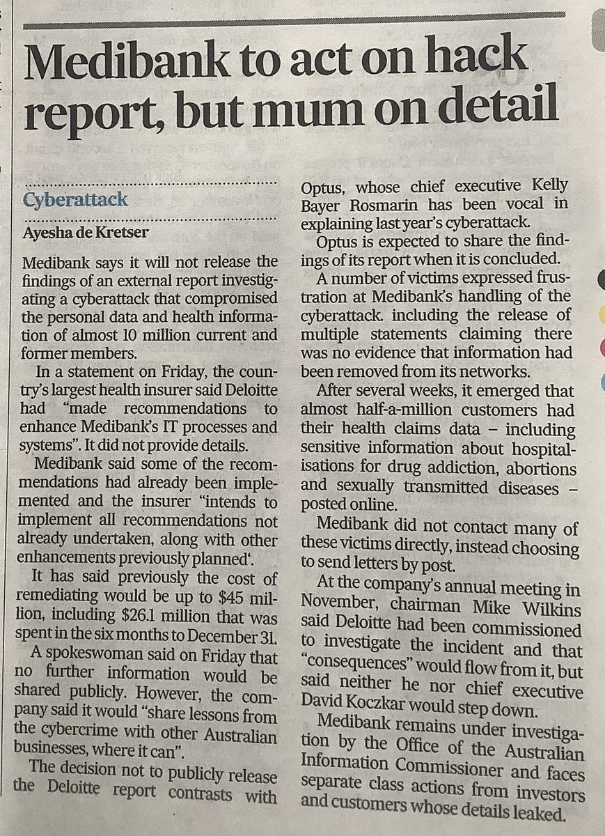 ShaunCGath's tweet photo. This continual comparing of the #MedibankHack to #Optus glides over the fact that one event was basically a car park bingle and the other a total write-off rollover. Release of sensitive health info was a catastrophic failure of trust. No wonder they’re keeping quiet. #auspol https://t.co/j3uMqKvJ32