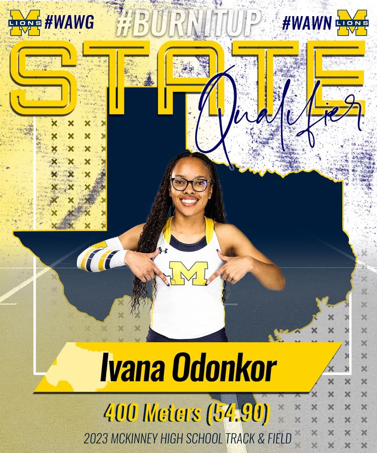 🚨🚨🚨🚨‼️‼️‼️‼️‼️

STATE QUALIFIER in the 400m with a 🥈 place finish of 54.90, IVANA ODONKOR!!!!

<a href="/McKISDAth/">McKinneyISD Ath Dept</a> <a href="/MHSLions/">McKinney High School</a> 

#WAWG #WAWN #BurnItUp