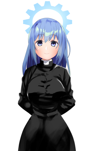 「これはなんか昨日、頑張って間に合わせたやつです。打ち合わせでイノリちゃんが修道服」|大塚零二代目のイラスト
