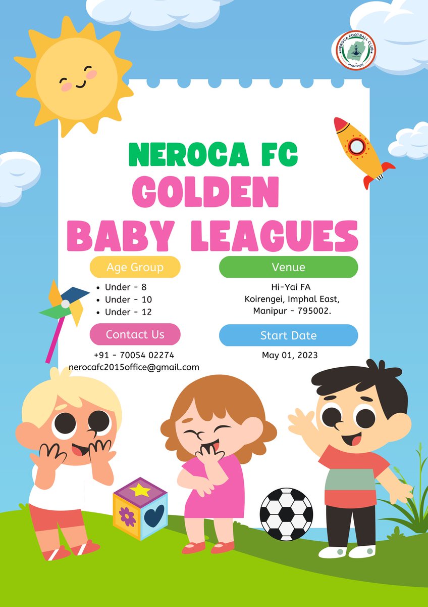 ( Golden Baby leagues) will commence on 1st May 2023. Eight teams will compete in three age Group.
#goldenbabyleague #aiff #indianfootball #orangebrigade #nerocafc