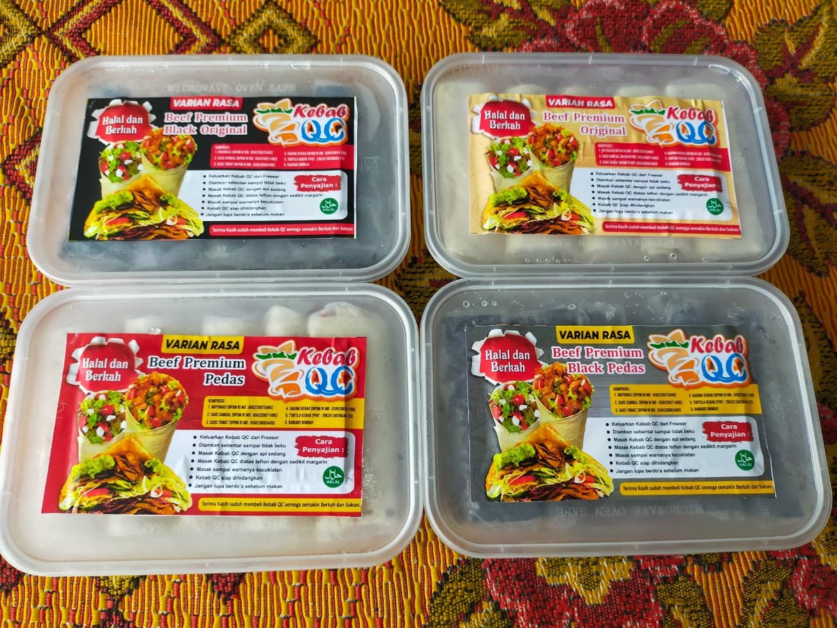 Bismillah....Mohon ijin promosi 

*KEBAB QC* 
_Halal dan Berkah_
_Rasanya...Ueenak Rek..._ 

*Sangat Cocok untuk tambahan Menu Sahur, Takjil, Berbuka Puasa Syawal dan Lebaran, juga cocok untuk camilan Sehat*