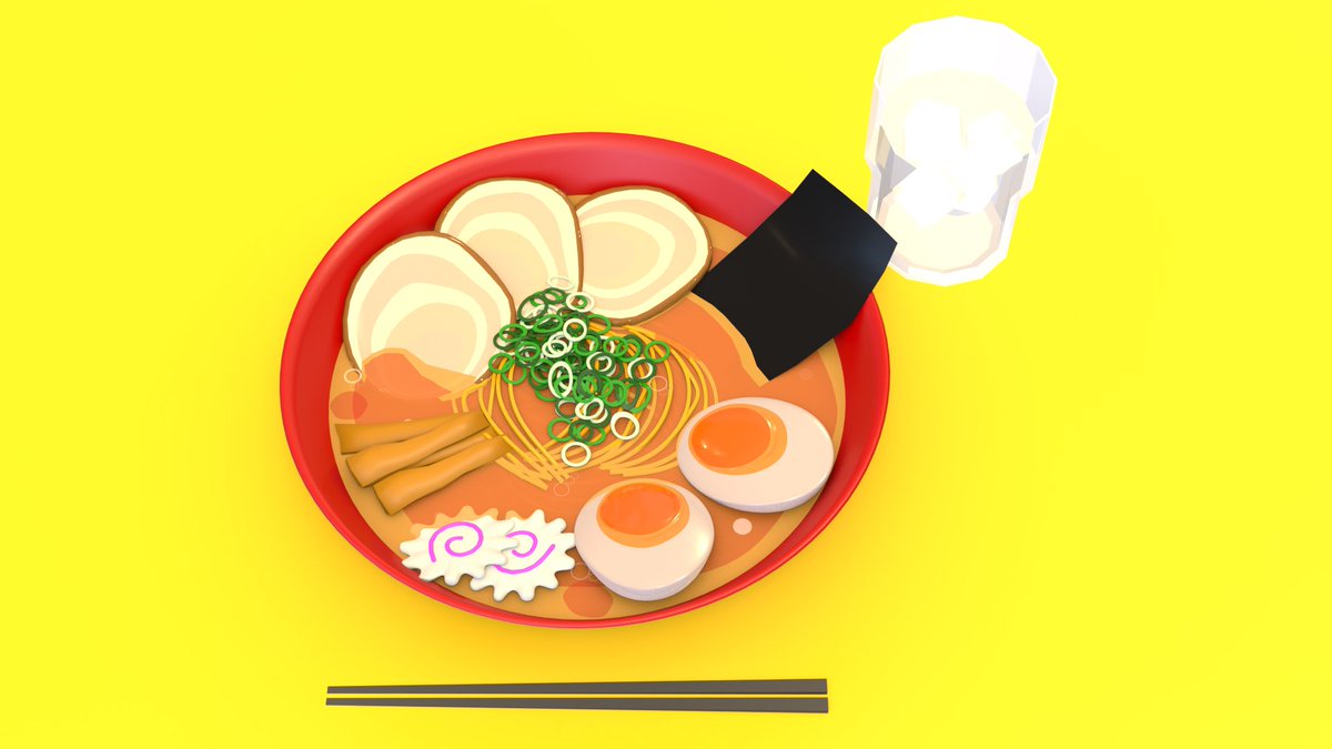 pun_3D's tweet photo. あずささん(@azstj518)のチュートリアル見て初めてのラーメン作り🍜

楽しかったー！でもラーメン食べたくなってしまった🙄

#blender https://t.co/9qStAHnjpK