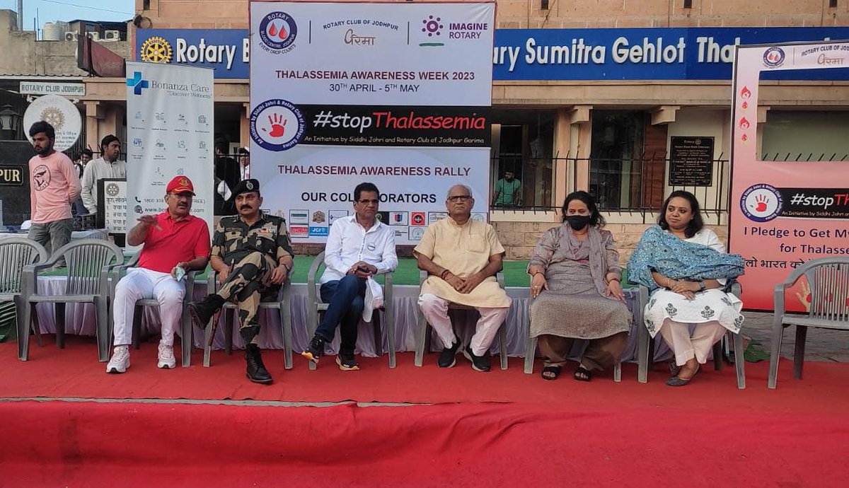 NCCDteRajasthan's tweet photo. *Thalassemia Awareness Rally.* OC 1 Raj Engr along with 215 cadets, 3 JCO &amp;  7 ANOs participated in the Rally organised by the Rotary Club at Jodhpur. Mr Rajender Gahlot, Rajya sabha MP &amp; Kunti Deora, Mayor jodhpur flagged off the rally. @HQ_DG_NCC @Lalit_DDGRajNCC @DDNewslive https://t.co/83GUMk7dOP