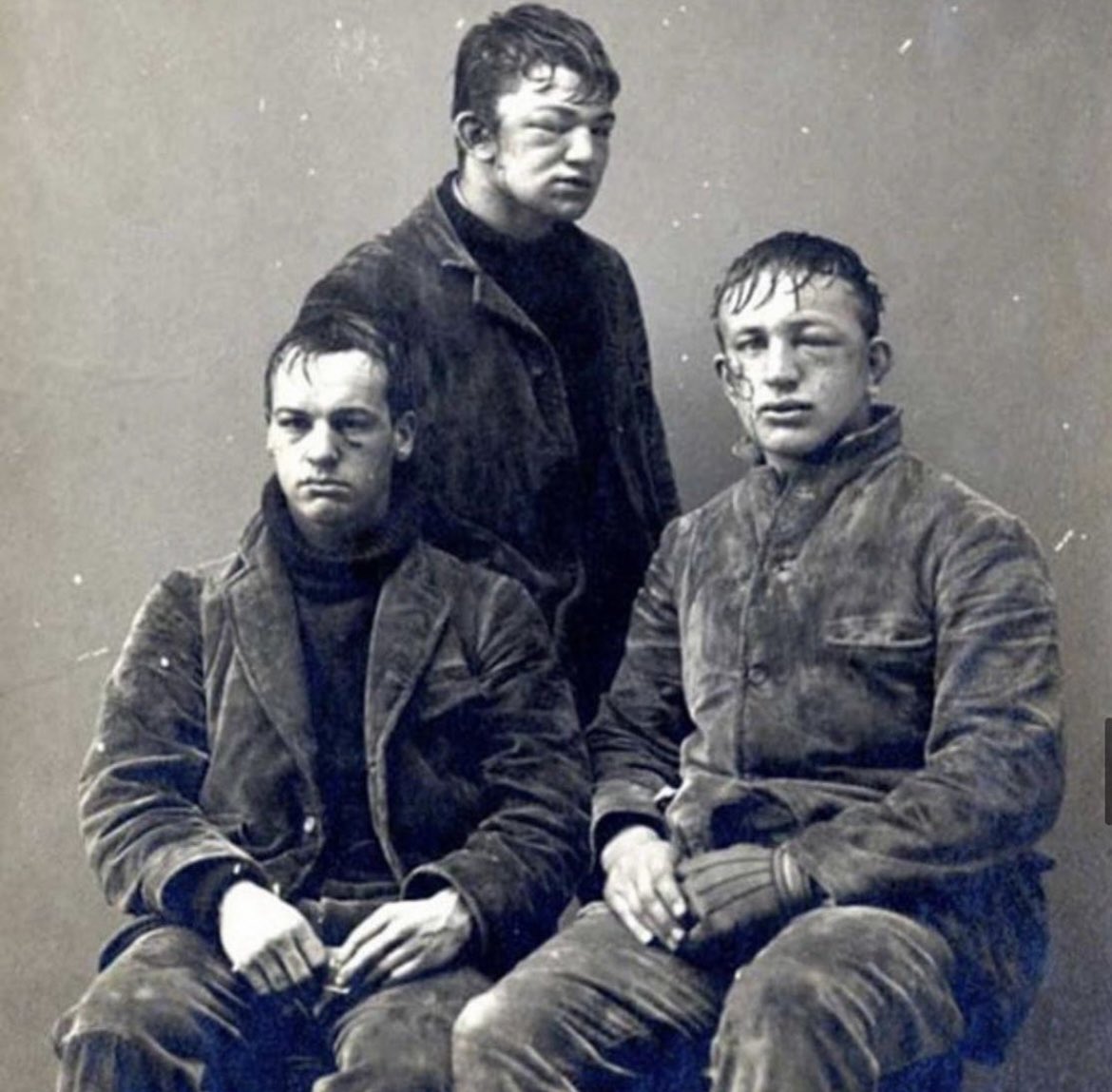 Princeton sophomores after a brutal snowball fight in 1893.