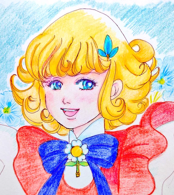 昭和に生まれて良かった…( 'Д`) 昭和アニメバンザイヽ(='▽`=)ノ 花の子ルンルン  魔法使いチャッピー ベルサイユのばらのオスカル様 魔女っ子メグちゃんからライバルのノンちゃん #アナログ絵 #イラスト #色鉛筆 #顔彩 #昭和の日だから昭和のキャラクター貼る
