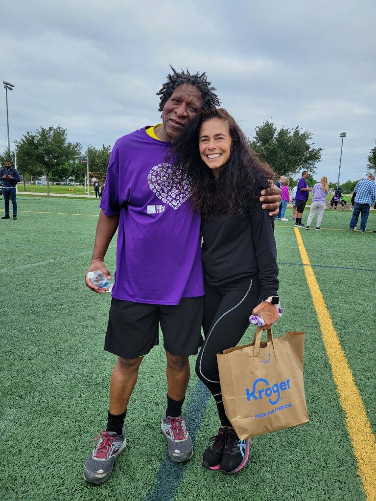 bambaez's tweet photo. Happy 2B back in Houston 4 ‘23purple stride @pancan surrounded by All waging hope,but when  I saw the JLA Longhorns @JaneLongFutures led by 1 of the best leaders I’ve ever known, return 4 this annual event &amp;raise1k+ my💜exploded w/joy&amp;pride #TeamNonna/Nana 
#NgomaInspires&amp;equips https://t.co/bIbcDIKSr4