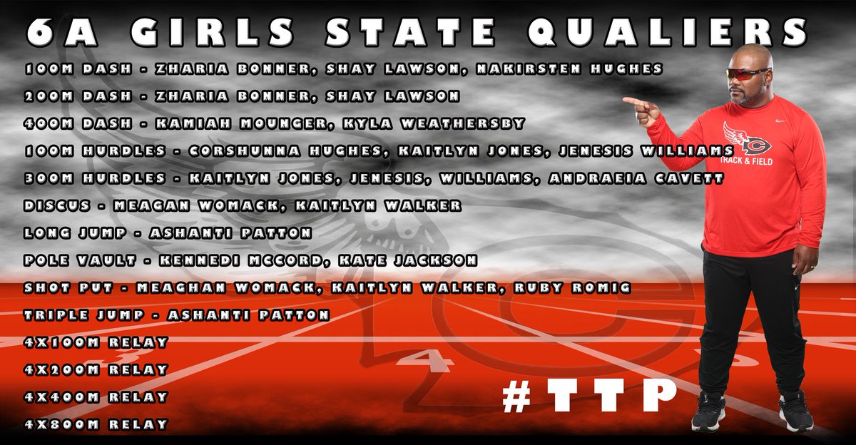 HeadArrowTRK's tweet photo. Congratulations to these @WeAreArrowTrack individuals and relays that will competing in the @misshsaa 6A State T&amp;F Championships next week! #ttp #StateBound
@msmilesplit @GoArrows @C_Courier https://t.co/hnN77uS4Qu