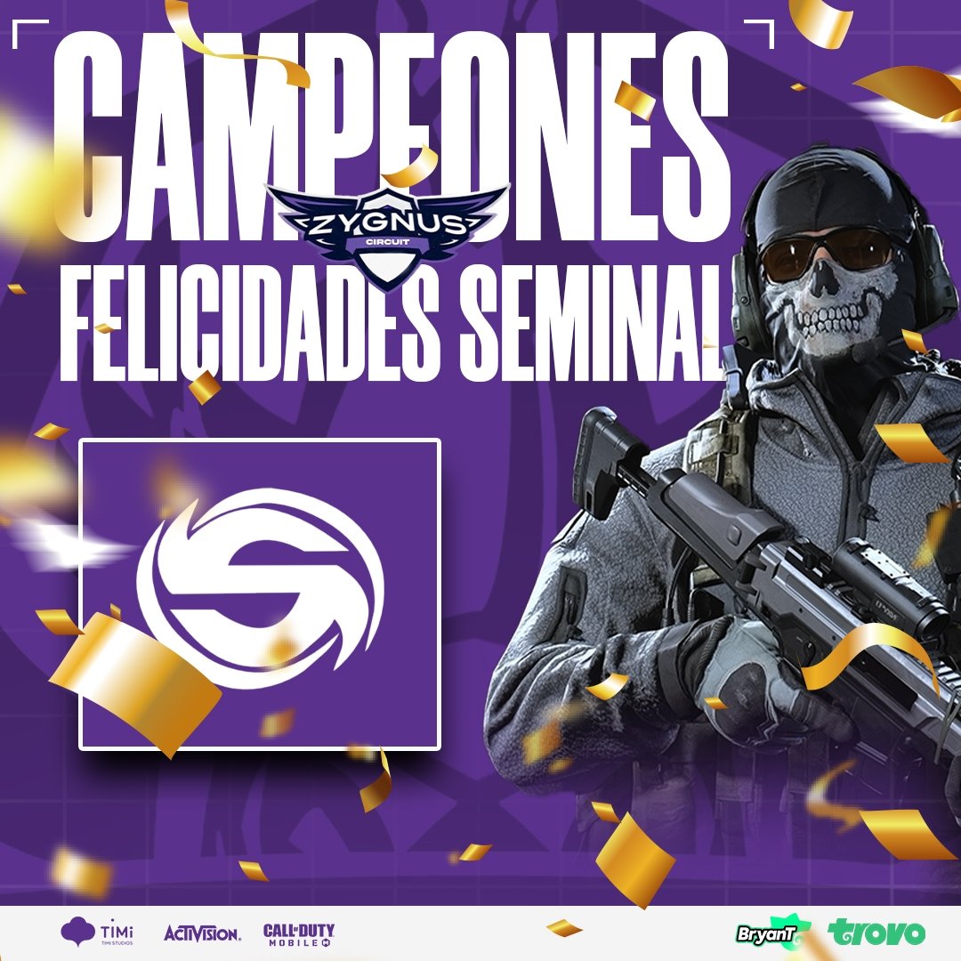 Zygnus E-Sports (@zygnus_) on Twitter photo ¡Ganadores de la ZC! 💫
Tras una final que nos dejó en suspenso a todos el campeonato de esta edición se lo lleva ¡Seminal!🔥
Gracias a todos los equipos que participaron, los esperamos en próximas ediciones. 🤩
📌 Gracias a:
<a href="/trovolive/">Trovo Live</a> , @trovolatam
#ZygnusUp💜 ¡Ganadores de la ZC! 💫
Tras una final que nos dejó en suspenso a todos el campeonato de esta edición se lo lleva ¡Seminal!🔥
Gracias a todos los equipos que participaron, los esperamos en próximas ediciones. 🤩
📌 Gracias a:
<a href="/trovolive/">Trovo Live</a> , @trovolatam
#ZygnusUp💜