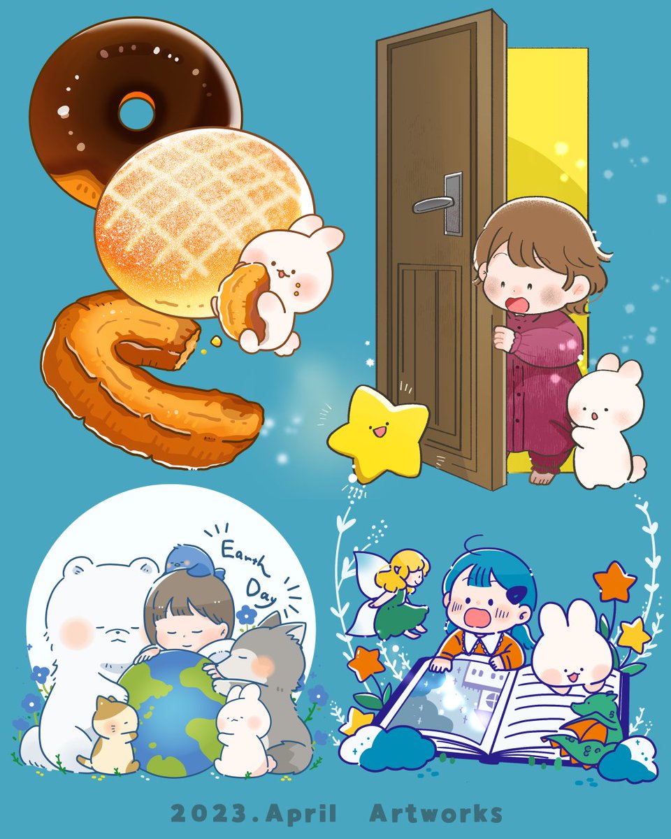 今月描いたイラストまとめ～！
全部は入りきらなかった…！
新年度で忙しない月でしたが、仕事の絵も趣味の絵も沢山描けて楽しい一ヶ月でした🌷

5月もよろしくお願いします！

#今月描いた絵を晒そう https://t.co/BndgJJivF0