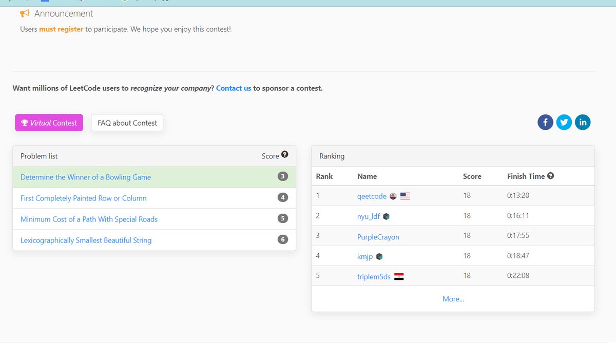 AJTECH37177095's tweet image. solved only one problem in leetcode weekly contest 
#learningdsa
@LeetCode
