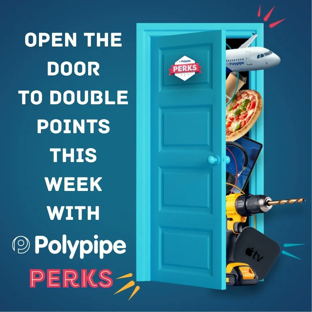 PolypipeTrade's tweet photo. From May the 1st until May the 7th it is double points week with #PolypipePerks!
Get your invoices uploaded to https://t.co/tNdra9w1Em to take advantage 👌
#InstallerLoyaltyScheme https://t.co/qcOczStwaq