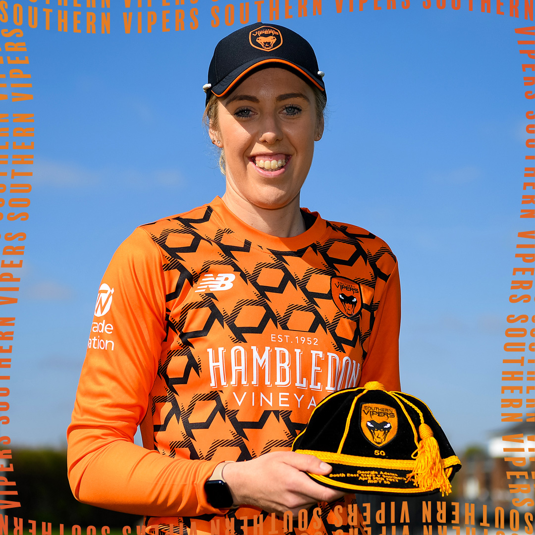 southernvipers_'s tweet photo. A special moment yesterday as Georgia Adams was presented with a cap to mark her 5️⃣0️⃣th appearance for the Vipers 🙌

Congrats, Skip 👏

#BewareTheVipers 🐍 https://t.co/guVXwRv99N