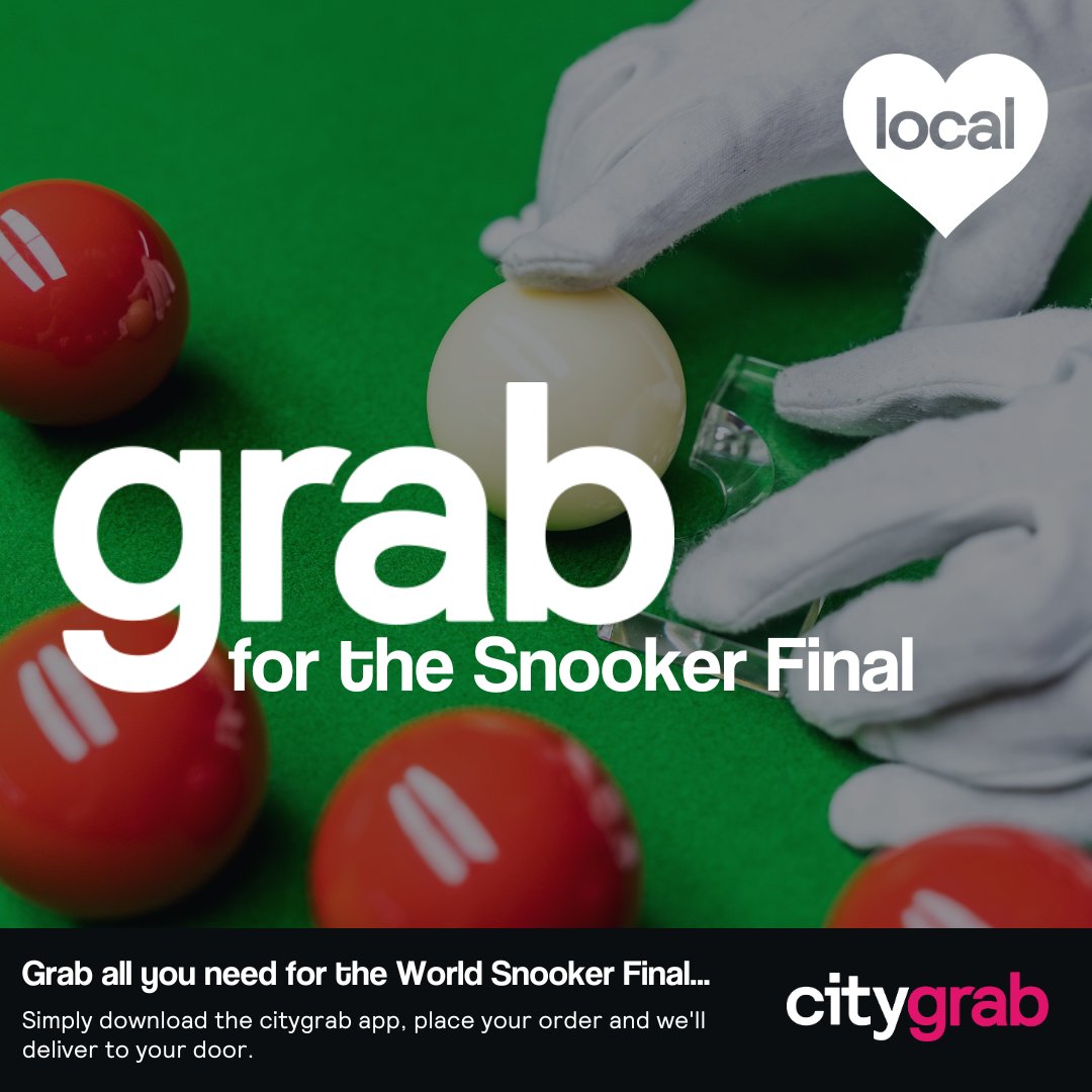 The #CazooWorldChampionship Final is Here! 🙌 Sit back, enjoy the match, and love local with citygrab! Place your order here using our app: smarturl.it/ouwaky #lovelocal #snooker