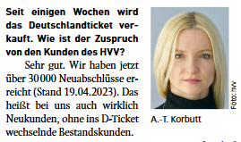 bladewing678's tweet photo. Ja, das #Deutschlandticket bringt neue Kunden. @PRO_BAHN-Fahrgastpreisträgerin Anna-Theresa Korbutt kann Erfolge vermelden. Weiterhin vereinfacht der HVV seine sonstigen Zeitkarten und plant dies auch für Einzelfahrten. Den Rest des Interviews steht in der #RailBusiness 17/23. https://t.co/8tkWGOS5DY