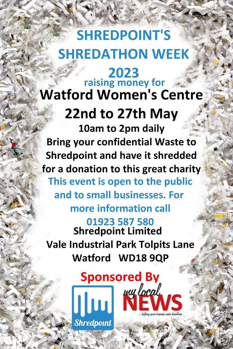 shredpoint's tweet photo. #charity 
#watford  
#watfordwomenscentre
#papershredding
#shredpoint https://t.co/9wnfz8taJn