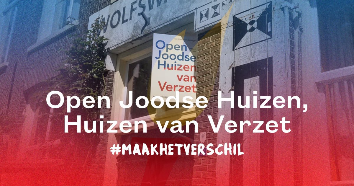 Vandaag vanaf 14.00 uur: Open Joodse Huizen - Huizen van Verzet. Op 4 locaties in Wageningen worden verhalen vertelt over verzet en Joodse stadsgenoten in de oorlog op de locatie waar de geschiedenis zich afspeelde. Bekijk het programma: wageningen45.nl/programma-t-m-… #MaakHetVerschil