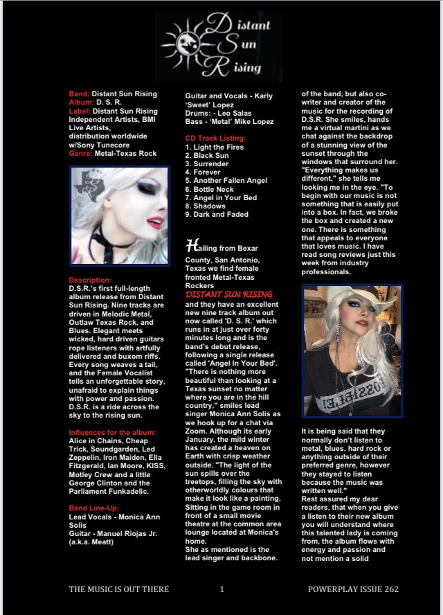DistantRising's tweet image. THANK YOU POWERPLAY MAGAZINE UK &amp;amp; Nicky Baldrian for the 8 page editorial on Distant Sun Rising ☀️ Grab Your Copy powerplaymagazine.co.uk