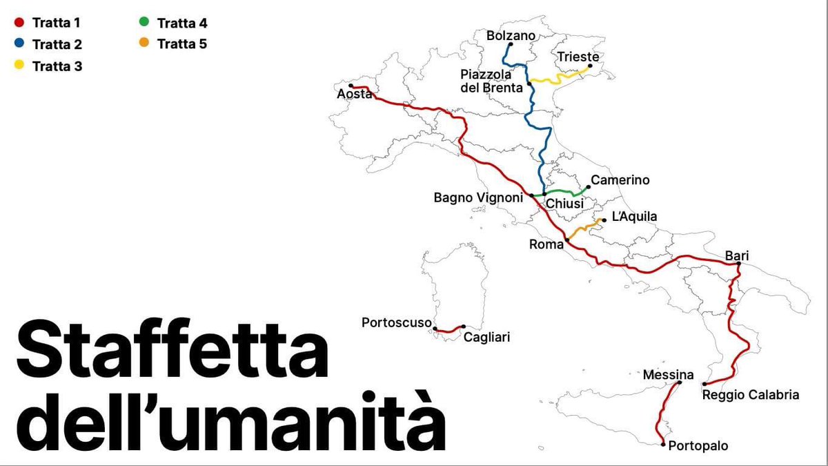 VauroSenesi's tweet image. DOMENICA #7MAGGIO la STAFFETTA DELL’UMANITÀ attraverserà l’Italia 👉 Da #Aosta a #Lampedusa per camminare insieme, unire l’Italia contro la guerra in Ucraina, per riaccendere la speranza.

Tutte le info sull’app “Servizio Pubblico” di Michele #Santoro