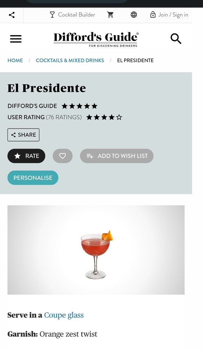 elbademantelamb's tweet photo. Otra vez...

#Diffordsguide , dein Guide für gehobene Barkultur mit dem 

El Presidente Cocktail

1/2
👇 https://t.co/D061HGYQkh