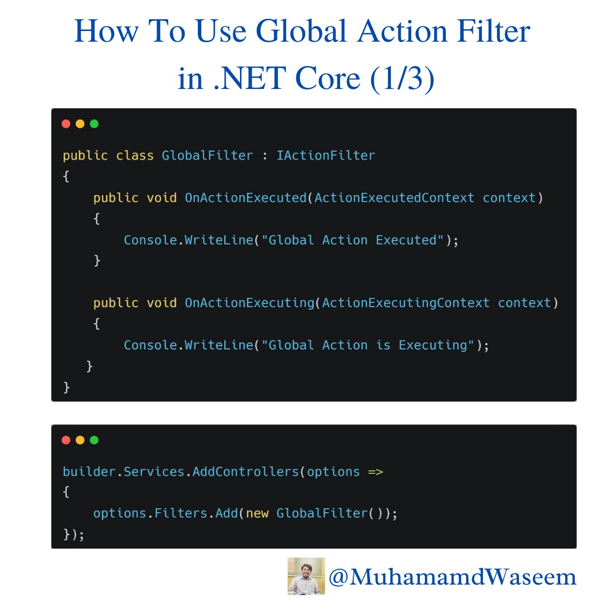 Muhammad waseem on twitter action filters in net filters