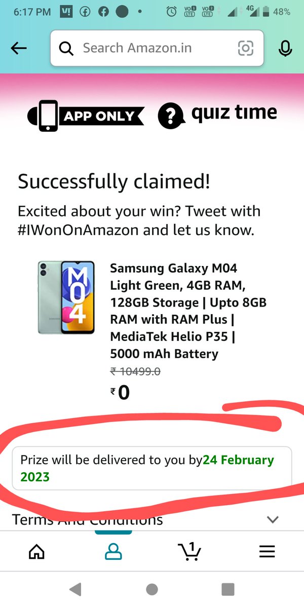 ijbiswas's tweet photo. #IWonOnAmazon
after a long time (111days) today I got my prize thankyou😊 @amazonIN 
a small request to @amazonIN  please provide updates to the prize winner.
And I have a complain regarding this prize
I won 4/128 variant but received 4/64 why ?🤔 please tell me about that https://t.co/UindgxdRBm