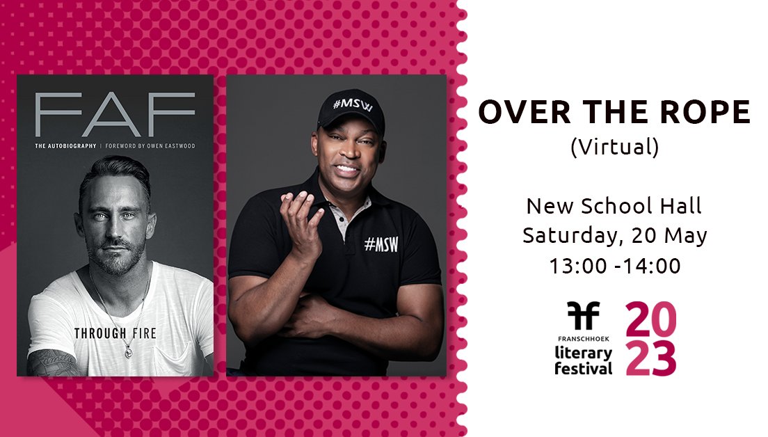 FranLitFest's tweet photo. Join @robertmarawa at #FLF2023!
NOT JUST A GAME will reveal the showdowns & triumphs of his brilliant sports broadcasting career with @MandyWiener & he'll pad up with @faf1307 Faf du Plessis about his autobiography Faf: Through Fire.
@PanMacmillanSA #flyleafpublishing https://t.co/Ip7NuyWPaL