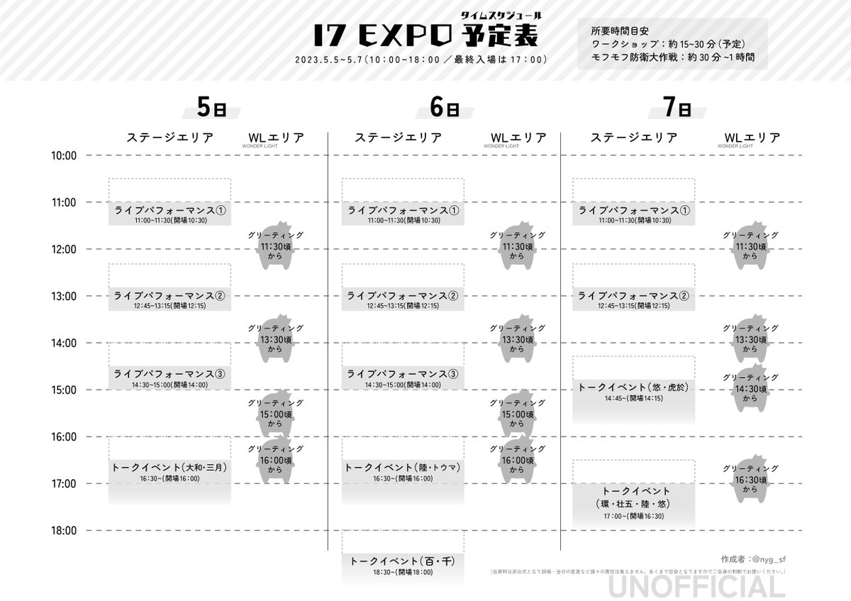 アイナナEXPOのタイムスケジュールと持ち物リスト、身内用に作ったやつネップリ入れたので使えそうでしたら使ってください🙌