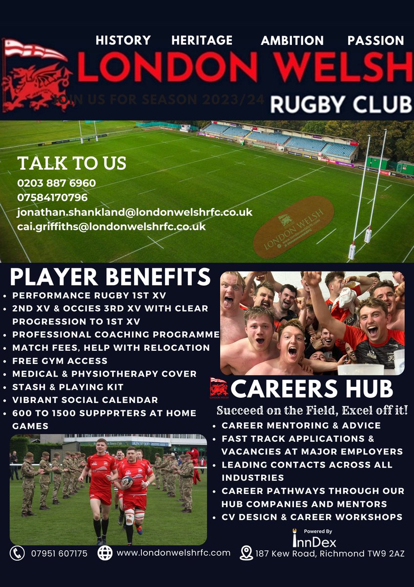 LONDON WELSH season 2023/24 🔴 Join Our Journey 🔴 Be part of something special 🔴 Play for one of the most famous clubs in World Rugby! Contact us now ⤵️ #lwfamily #COYW