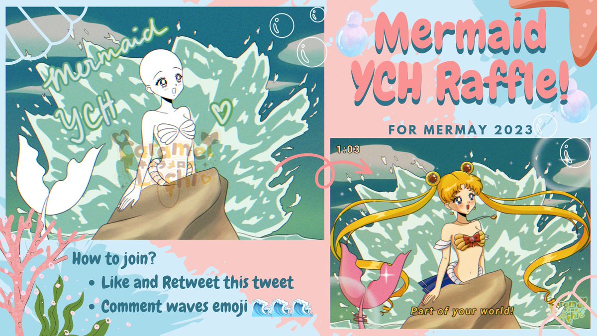 caramellochi's tweet photo. Time to post the ✨️art raffle✨️for Mermay 2023 uwu 🧜‍♀️

Deadline: May 7 11:59 pm GMT+8 

No need to follow to join uwu~ but it would be appreciated if you follow me because you would like to support my art huehuehue~ 

🌊🌊🌊 oki, time to do comms again 🏃‍♀️💨

#VTuberEN #ocart https://t.co/LYUgskqqNK