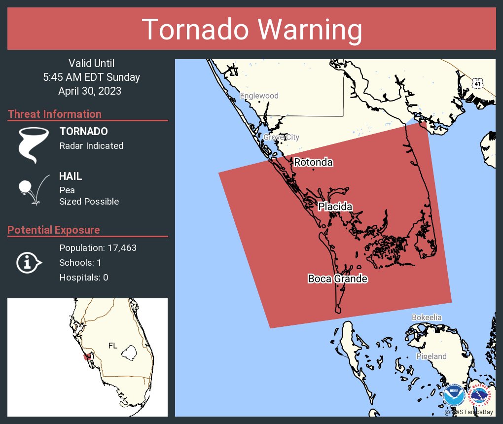 NWS Tornado on Twitter "Tornado Warning including Rotonda FL, Placida