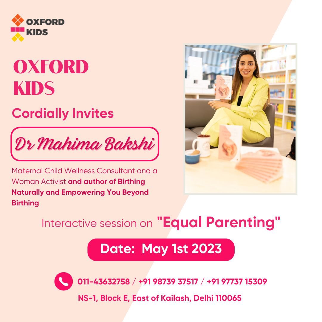 Let’s promote some gender equality by promoting equal parenting . Catch me at Oxford kids in Delhi tomorrow. 

Grab a copy of my book ‘ Empowering You Beyond Birthing ‘ . 

@Rupa_Books 

-#equalparenting #genderequality #SDGs #drmahimabakshi #parenting