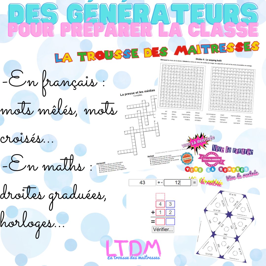 Pour retrouver tous les générateurs que nous utilisons pour préparer nos séances : latroussedesmaitresses.eklablog.com/des-generateur…

#TeamPE #teamC2 #teamC3 #générateurs