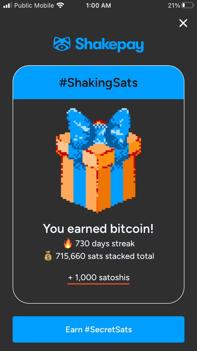 🤑Joined the <a href="/shakepay/">Shakepay — Buy Bitcoin 🇨🇦</a> 2yr club today🎉🎉🎉
next goal, commaclub 😰
