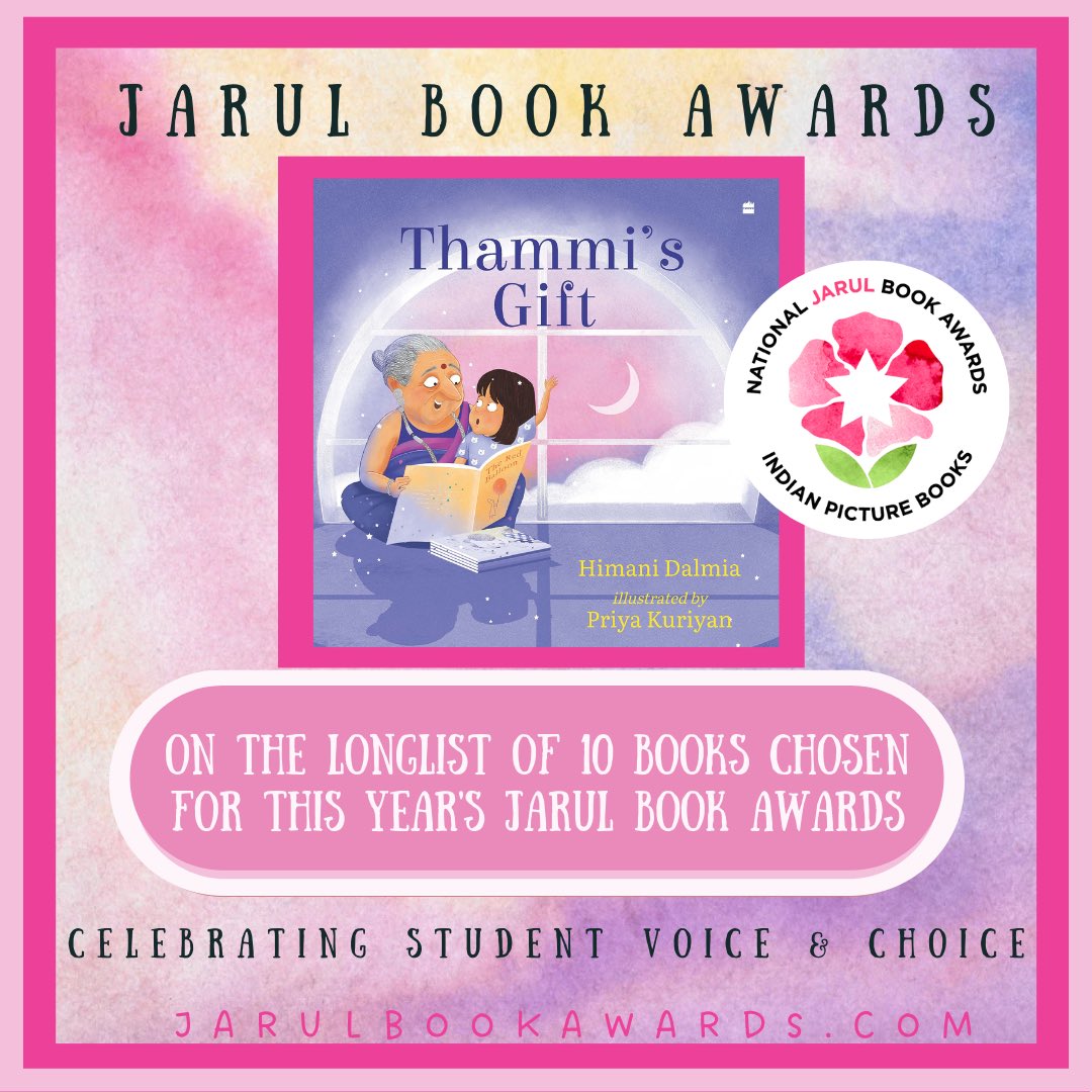 JarulBookAwards's tweet photo. Today's nominee for @jarulbookawards is "Thammi's Gift" by @himanidalmia and ill. by @priyakuriyan. Based on the true story of Indian Librarian, Bandana Sen, it is a story about the power of books &amp; libraries, and of course, a Grandmother's undying love. @harpercollinsin https://t.co/E3NXThqnby