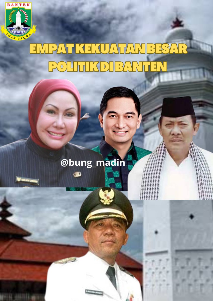 bung_madin's tweet photo. "EMPAT KEKUATAN BESAR DINASTI POLITIK DI BANTEN"

Dinamika Politik Banten kerap kali lekat dgn hubungan kekerabatan. Dari daftar calon legislatif DPR RI, serta pemilihan kepala daerah baik Bupati, Wali kota dan Gubernur.

Ratu Atut Chosiyah menguasai Provinsi dan beberapa kepala daerah, Natakusumah menguasai Pandeglang, Jayabaya menguasai Lebak, serta Aat syafaat menguasai Cilegon.

Mengapa dari Empat Dinasti itu selalu menang di Banten?
Ada kekuatan apakah?🤔

Hal yg menjadi sorotan besar juga adalah mengapa Banten tidak maju-maju baik dari segi infrastruktur, Pendidikan, dan Kesehatan.🤓

Padahal dekat dg DKI Jakarta?🧐
Tolong Netizen bantu jawab?

#BANTENLEBIHBAIK