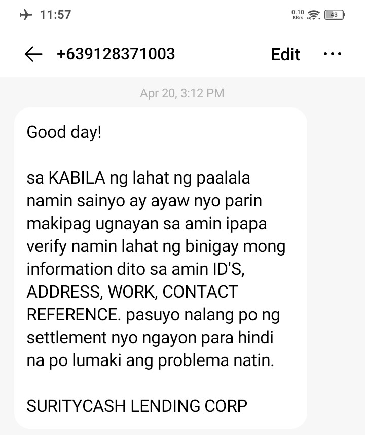 rhoan_go30's tweet photo. harassment and grave threats? please #NoToUnfairDebtCollectionPractices 
take a look please @senatePH @SenGracePOE @IdolRaffyTulfo @WinGatchalian74 @Cynthia_Villar 
#FightOnlineLoanSharks #FightOnlineLoanShark 
#UOVM https://t.co/agFa1cRGXG